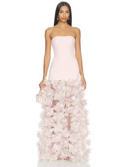 Bronx and Banco - Harper Women's Strapless Floral Applique Gown Pink