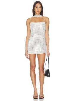 BUCI - Sundew Women's Polka Dot Scarf Detail Mini Slip Dress White