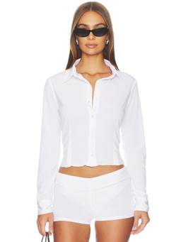 Bella Venice - REVOLVE Women's Sheer Button-Down Crop Top White