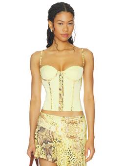 BY.DYLN - Ayana Women's Boned Corset Top Yellow