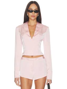 BY.DYLN - x REVOLVE Women's Satin Tailored Zip Crop Top Pink