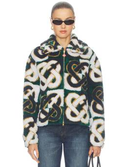 Casablanca - Sherpa Women's Zippered Fleece Jacket Multi-Color