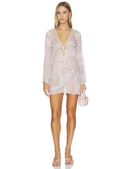 CINCIN - Lulu Women's Printed V-Neck Mini Dress Pink