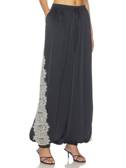 Cinq a Sept - Esme Satin Women's Drawstring Wide Palazzo Pants Black