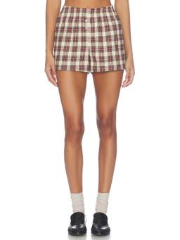 Cissa - Boxer Women's Elastic Waist Plaid Mini Skirt Multi-Color