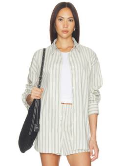 Cissa - Mr. Big Women's Striped Cotton Poplin Button-Down Shirt Off White