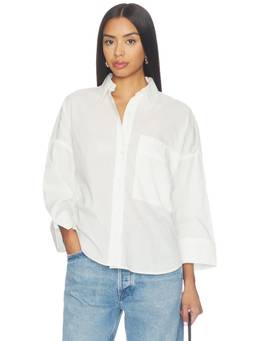 Cissa - Brentwood Women's Baggy Poplin Button-Down Shirt White