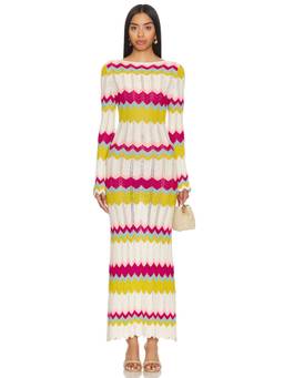 Capittana - Metallic Knit Women's Halter Cut-Out Midi Dress White