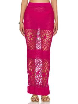 Capittana - Metallic Knit Women's Pull-On Maxi Skirt Gold
