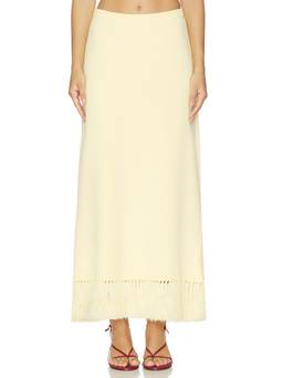 Clea - Amelia Women's Fringe Hem Maxi Skirt Yellow