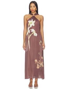 Cleobella - Ives Women's Floral Halter Neck Maxi Dress Brown