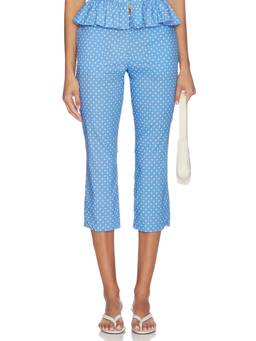 Caroline Constas - Andi Women's Cropped Stretch Poplin Capris Blue