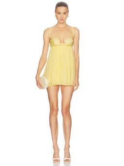Camila Coelho - Elana Women's Pleated Chiffon Mini Dress Yellow