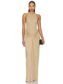 Camila Coelho - Sabina Women's Ruffled Ruched Stretch Jersey Maxi Dress Beige