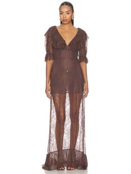 Camila Coelho - Fiorella Women's Ruffled Lace Gown Brown