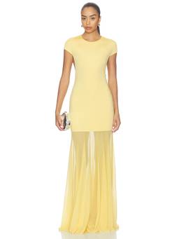 Camila Coelho - Clea Women's Back Cut-Out Jersey Gown Yellow