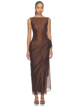 Camila Coelho - Mirelle Women's Sheer Chiffon Tie-Up Maxi Dress Brown