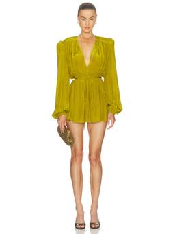 Camila Coelho - Lili Women's Plunging Neck Tie-Up Waist Mini Dress Green