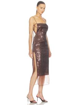 Camila Coelho - Helena Women's Sequin Tie-Strap Bodycon Midi Dress Bronze
