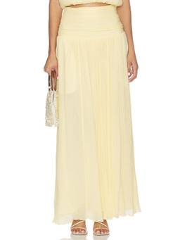 Camila Coelho - Leora Women's Ruched High Waist Maxi Skirt Yellow