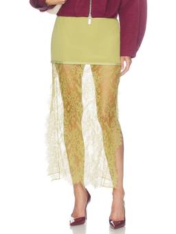 Camila Coelho - Sabrina Women's Lace-Trim Chiffon Midi Skirt Green