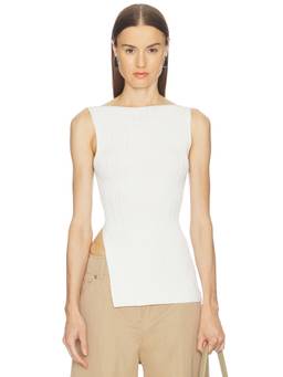 Camila Coelho - Haylen Women's Ribbed Knit Sleeveless Tank Top White