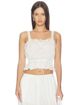Camila Coelho - Carlina Women's Eyelet Sleeveless Crop Top White