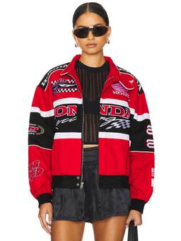 CPTN Apparel - Honda 50th Anniversary Women's Embroidered Race Jacket Red