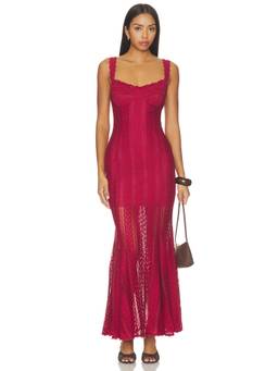 Charo Ruiz Ibiza - Elinor Women's Lace Sleeveless Sweetheart Maxi Dress Red