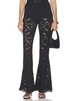 Charo Ruiz Ibiza - Lior Women's Pull-On Lace Flared Trousers Black