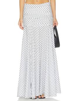 Charo Ruiz Ibiza - Senda Women's Ruched Side Slit Maxi Skirt White