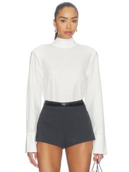 Courtney Zheng - Tie Back Poplin Women's High Neck Long Sleeve Shirt White
