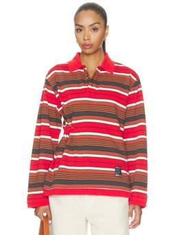 Damson Madder - Cinch Rugby Women's Striped Polo Top Red