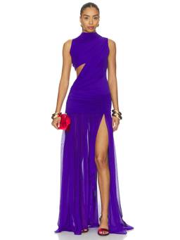 Deme by Gabriella - Tara Women's Cut-Out Ruched Maxi Dress Purple