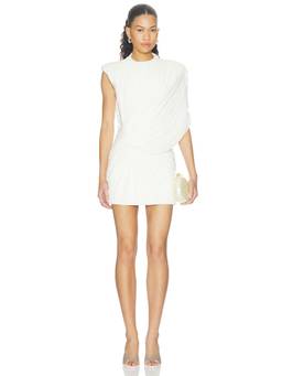 Deme by Gabriella - Starling Women's Ruched Mesh Overlay Bodycon Mini Dress White