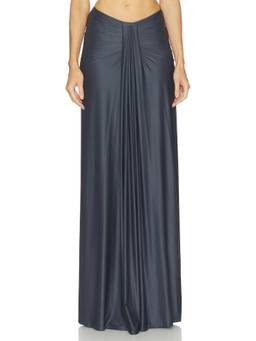 Deme by Gabriella - Ash Women's Draped Jersey Maxi Skirt Grey