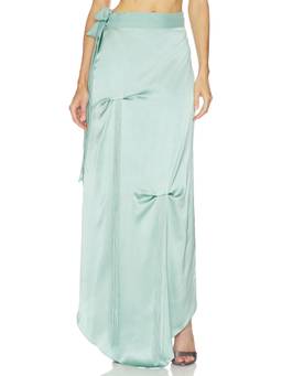 Deme by Gabriella - Symphony Women's Satin Wrap Tie Maxi Skirt Green