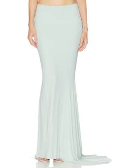 DE LA VALI - Pacifica Women's Asymmetric Hem Maxi Skirt Green