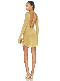 GUIZIO - Estelle Women's Backless Metallic Knit Mini Dress Gold