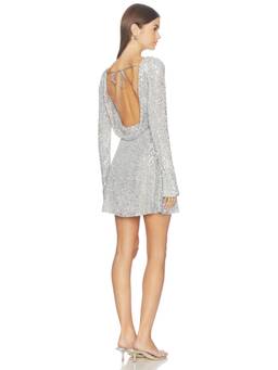 GUIZIO - Naomi Women's Sequin Embellished Cut-Out Mini Dress Silver