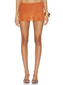 GUIZIO - x REVOLVE Women's Metallic Knit Pull-On Mini Skirt Orange
