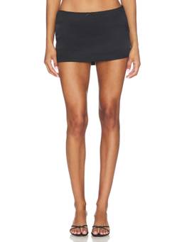GUIZIO - Lucia Women's Satin Lace Trim Mini Skirt Black