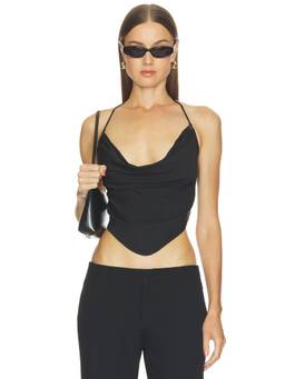 GUIZIO - Joleen Women's Halter Neck Tie-Up Jersey Tank Top Black
