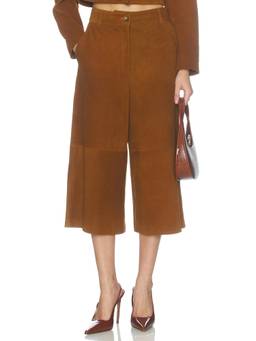 Dodiee - Suede Women's High-Waist Wide-Leg Culottes Brown