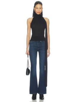DL1961 - Scarf Tie Women's Sleeveless High Neck Tank Top Black