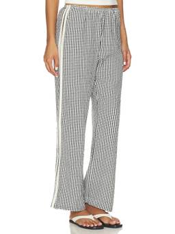 DONNI. - Cotton Gingham Women's Cropped Elastic Waist Capris Black
