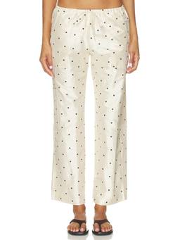 DONNI. - Taffeta Drawstring Women's Polka Dot Cargo Pants Ivory