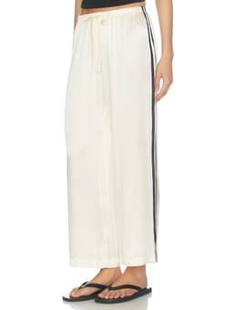 DONNI. - Silk Stripe Women's Cropped Drawstring Capris Off White