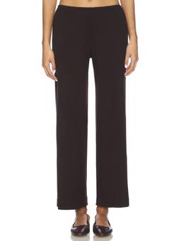 DONNI. - Baby Rib Women's Elastic Waist Wide-Leg Palazzo Pants Black