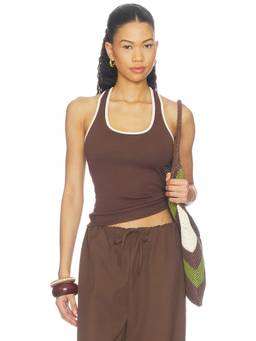 DONNI. - Baby Rib Women's Sleeveless Racerback Tank Top Brown